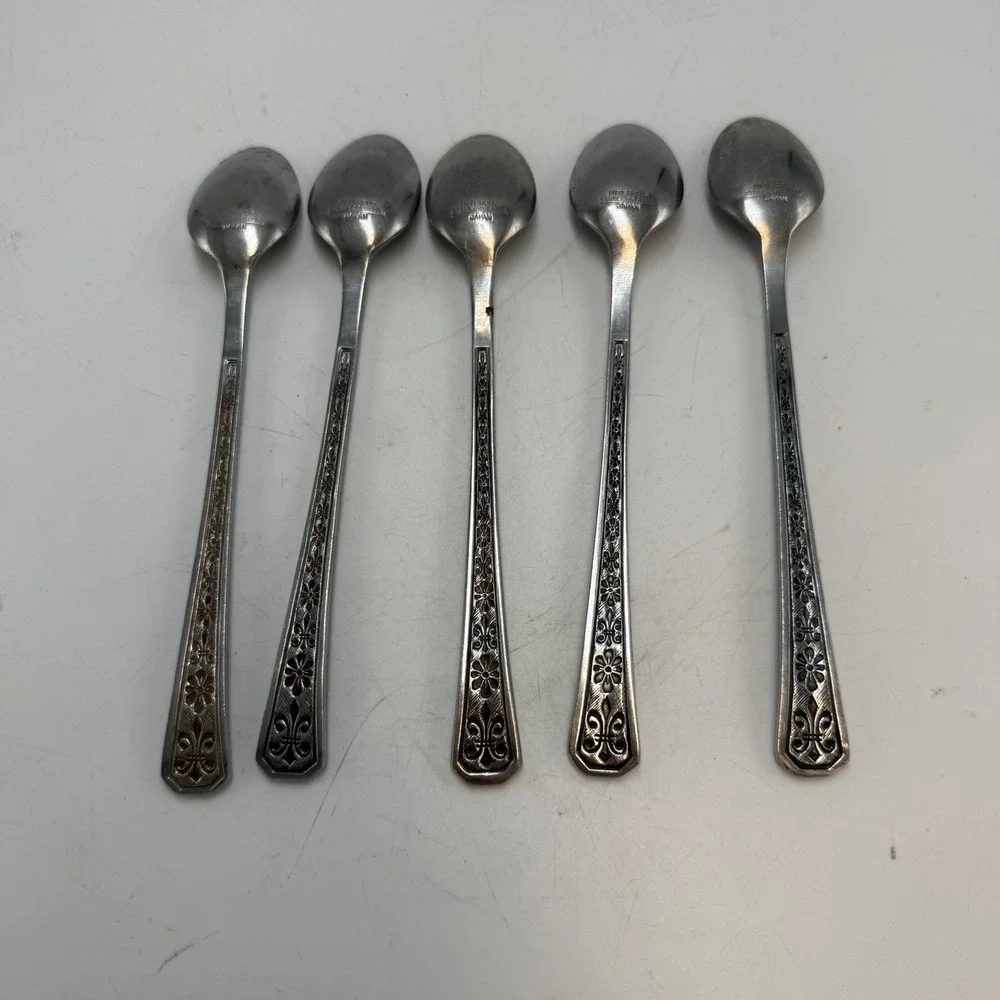 Interpur INR2 Florenz Stainless Steel Iced Teaspoons 5 Japan Floral Fleur De Lis
